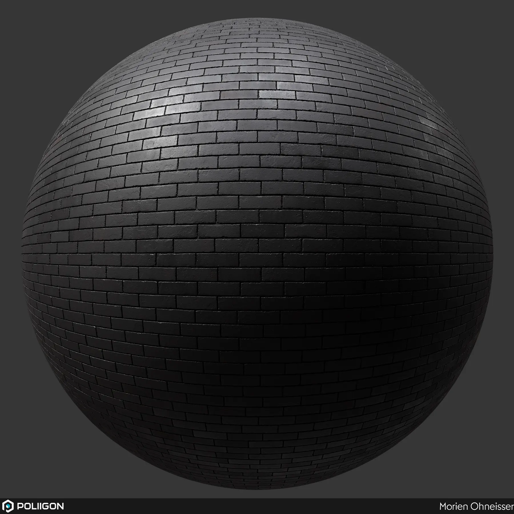 Aged brick PBR material created for the Poliigon library