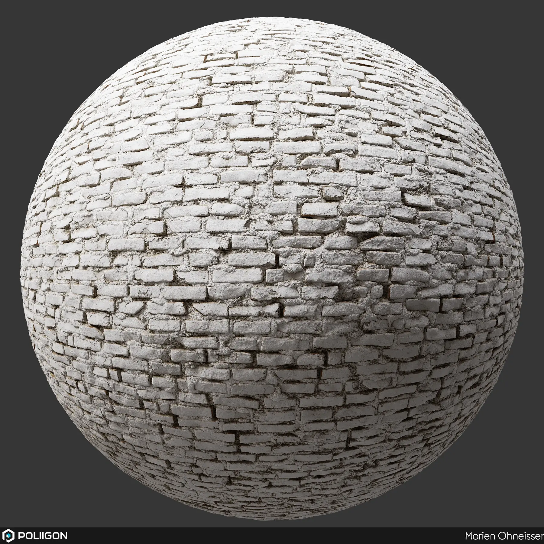Painted white brick material created for Poliigon