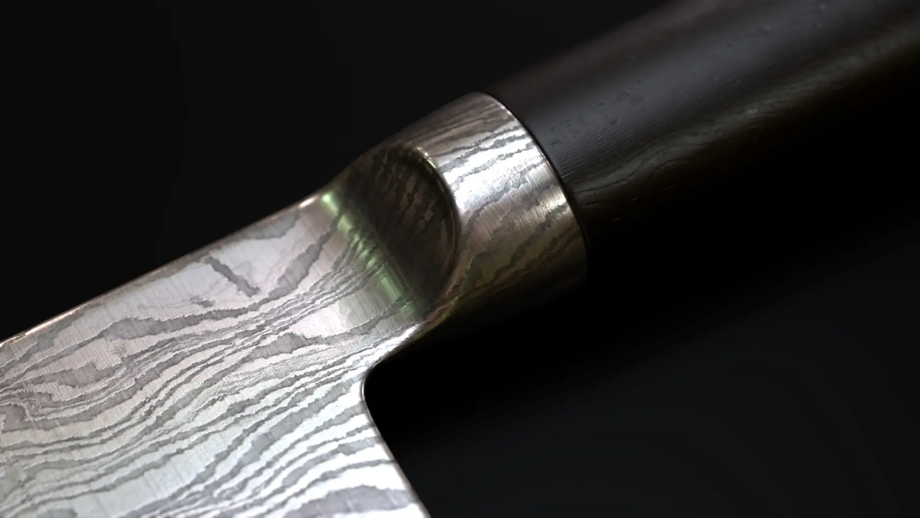 Close product render of procedural Damascus steel