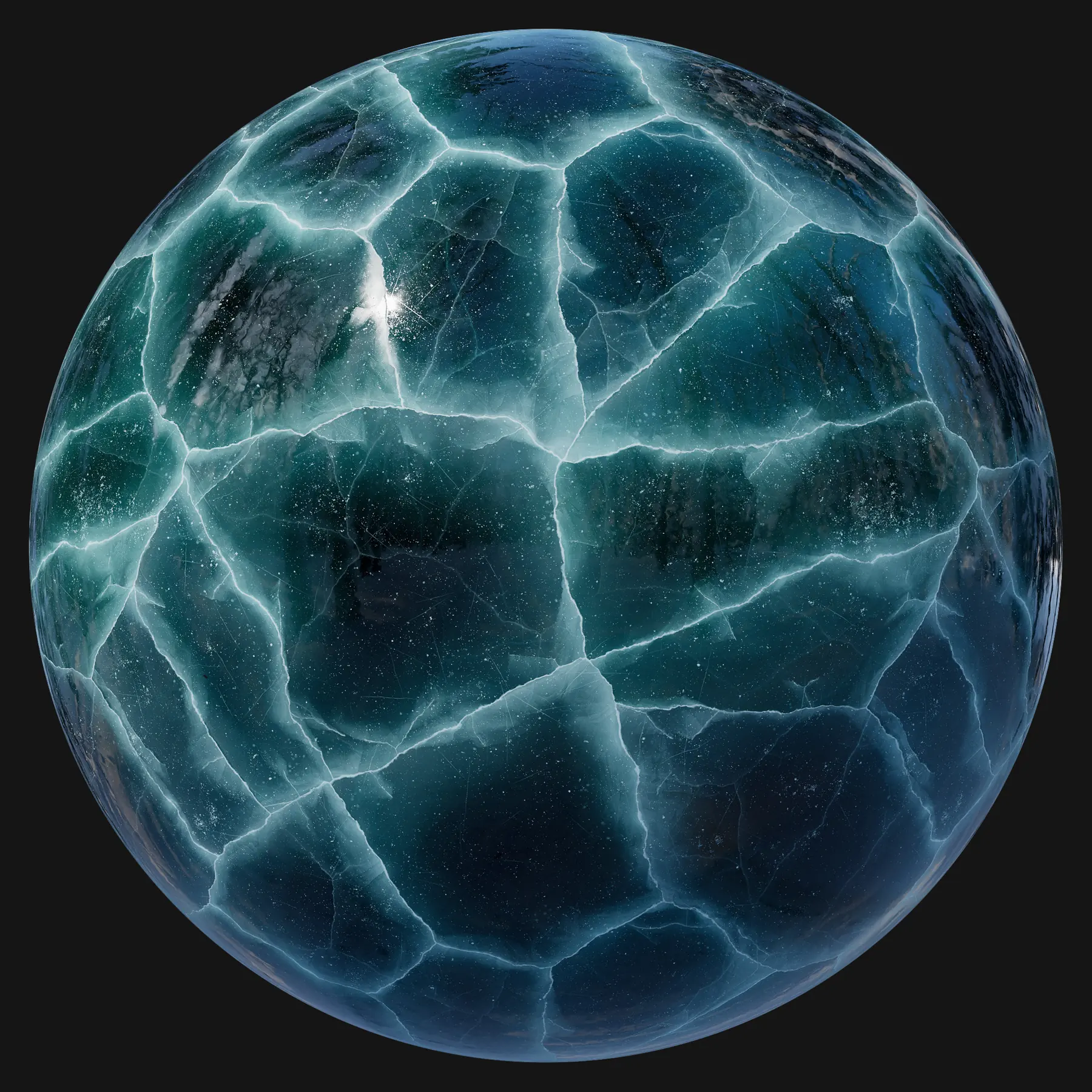 Close view of a procedural cracked ice surface