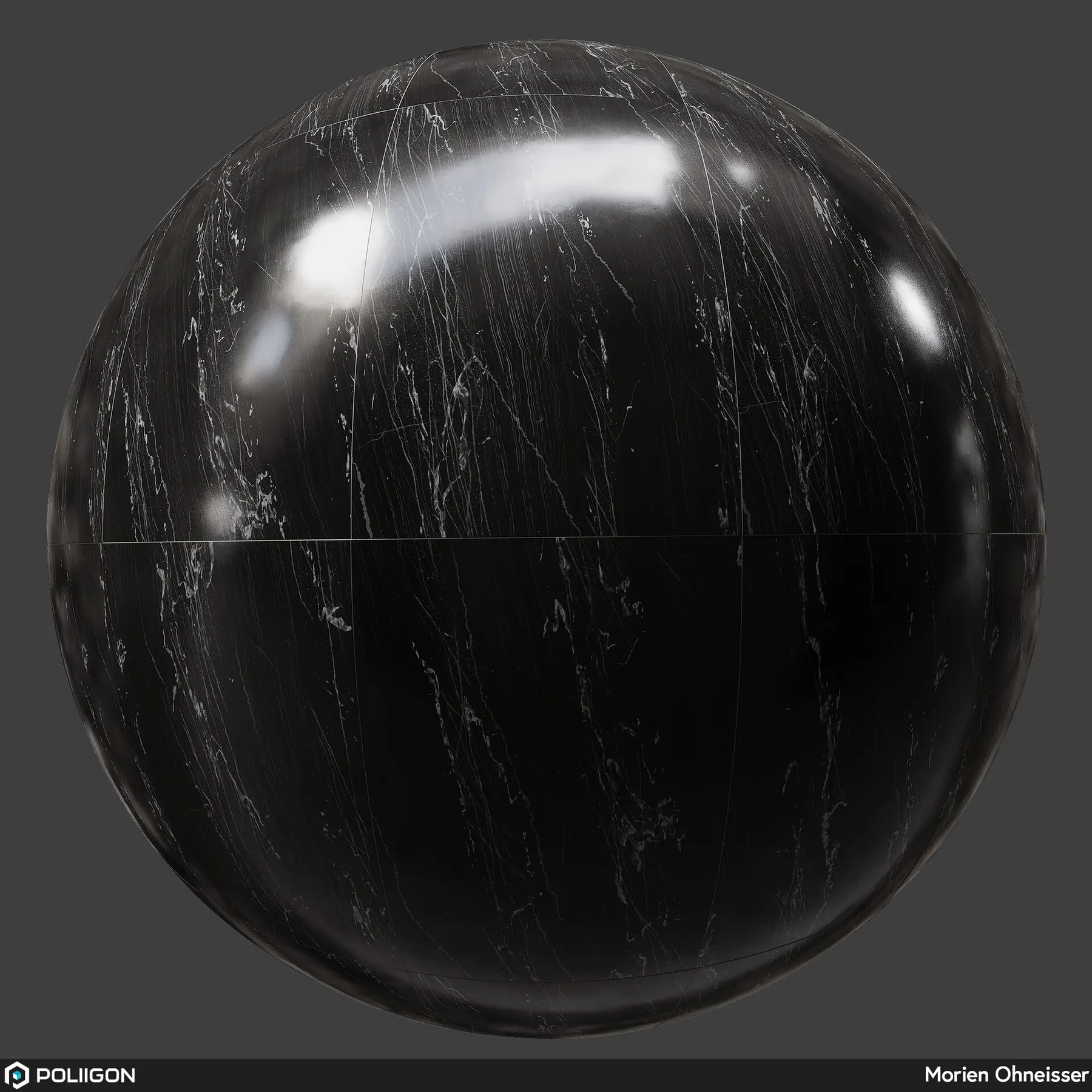 Black polished marble material